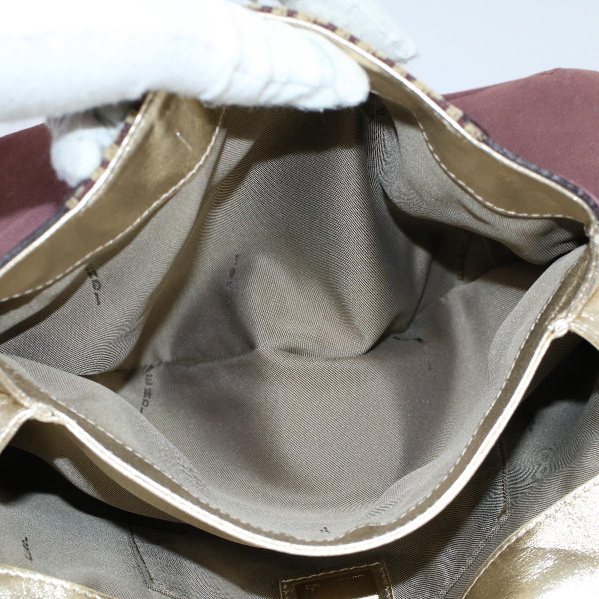FENDI Zucchino Canvas Chain Shoulder Bag Beige Auth yk8513