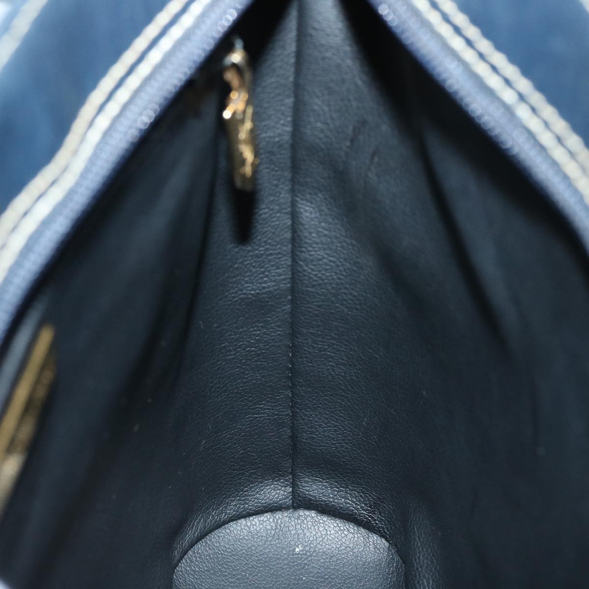 SAINT LAURENT Shoulder Bag Leather Navy Auth yk8524