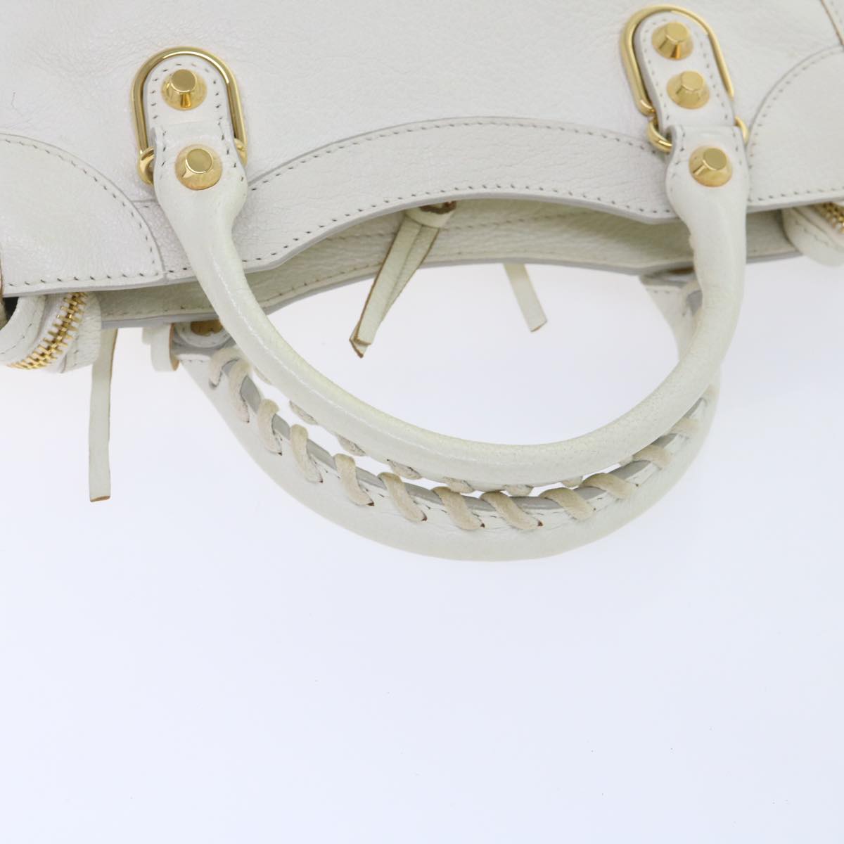 BALENCIAGA Mini City Hand Bag Leather 2way White 390160 Auth yk8546