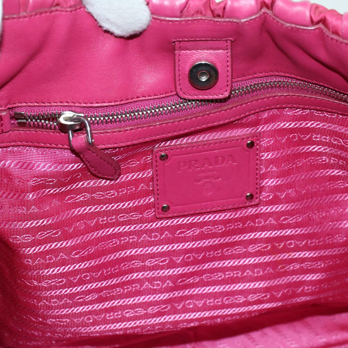 PRADA Shoulder Bag Nylon Leather Pink Auth yk8547