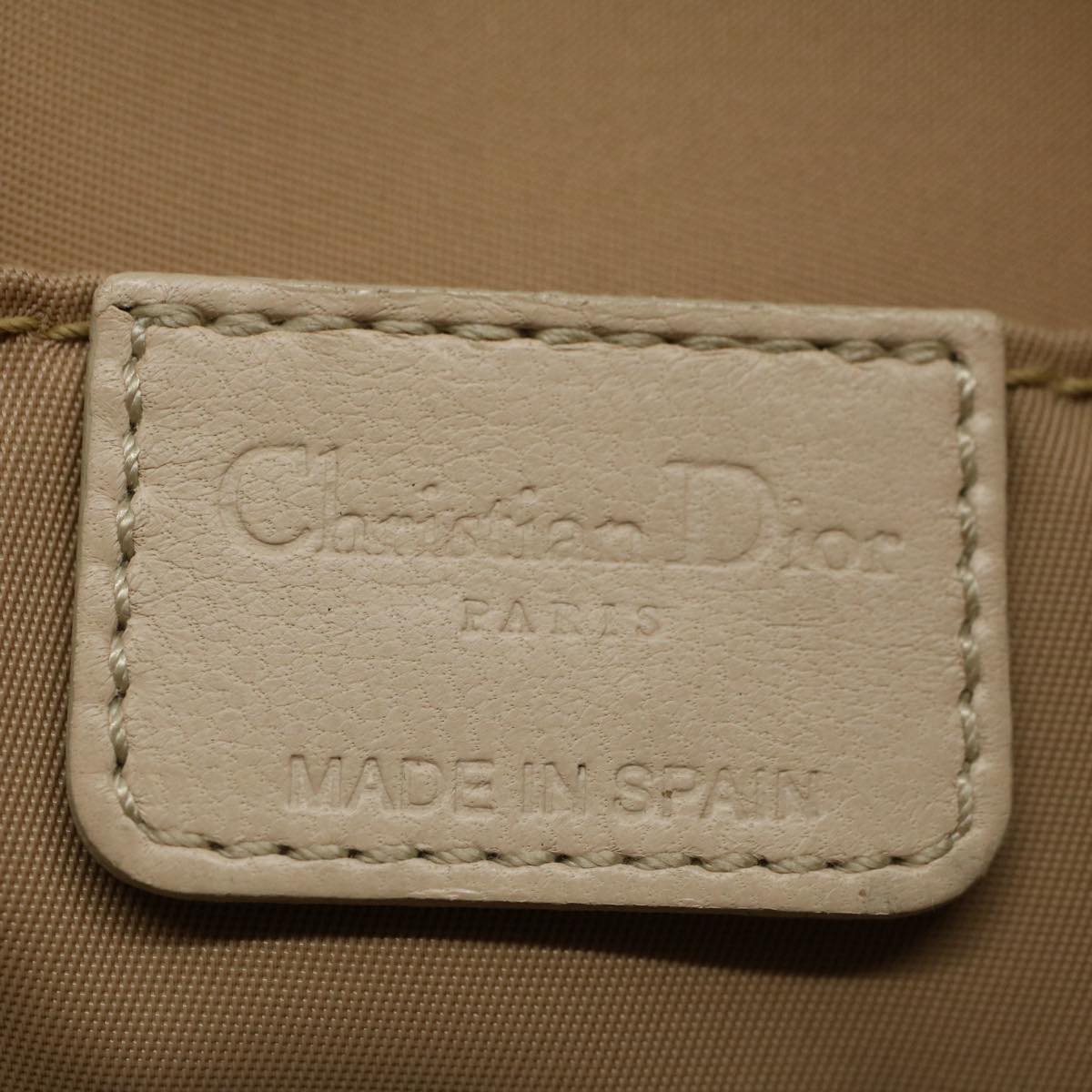 Christian Dior Trotter Canvas Chain Shoulder Bag PVC Leather Beige Auth yk8614