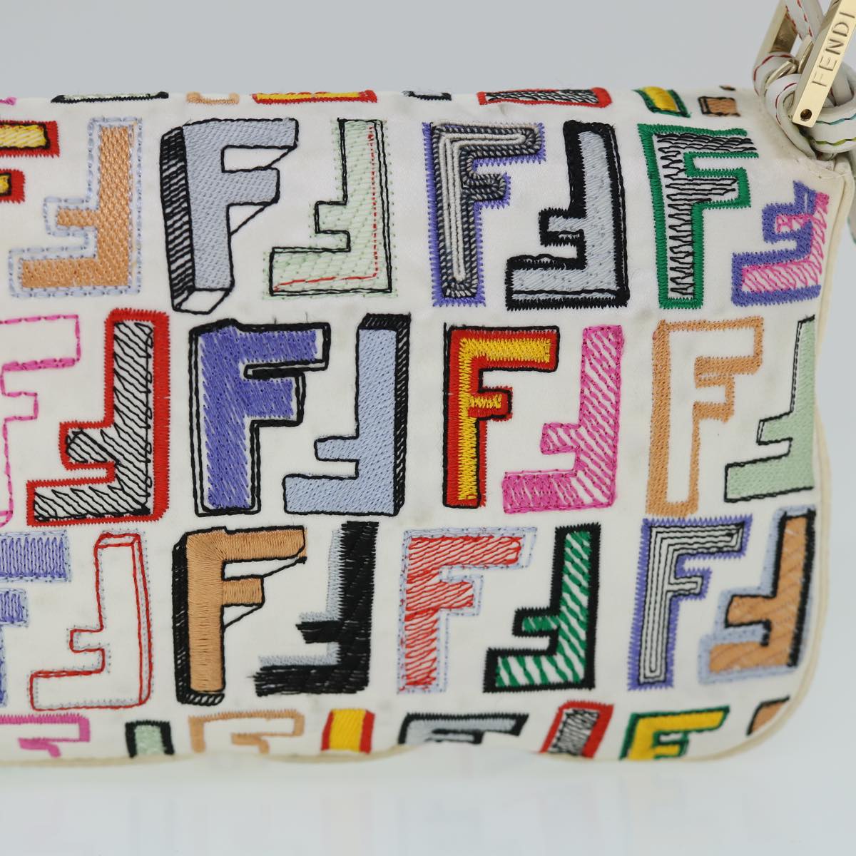 FENDI Zucca Canvas Embroidery Mamma Baguette Bag 2way Multicolor Auth yk8631A