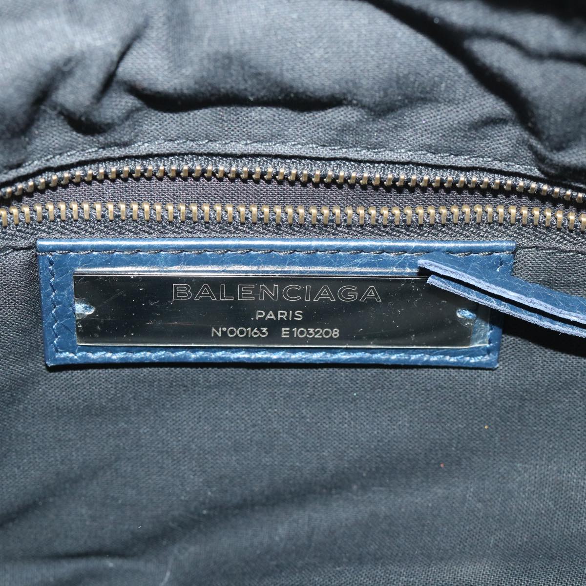 BALENCIAGA The First Hand Bag Leather 2way Navy 103208 Auth yk8677