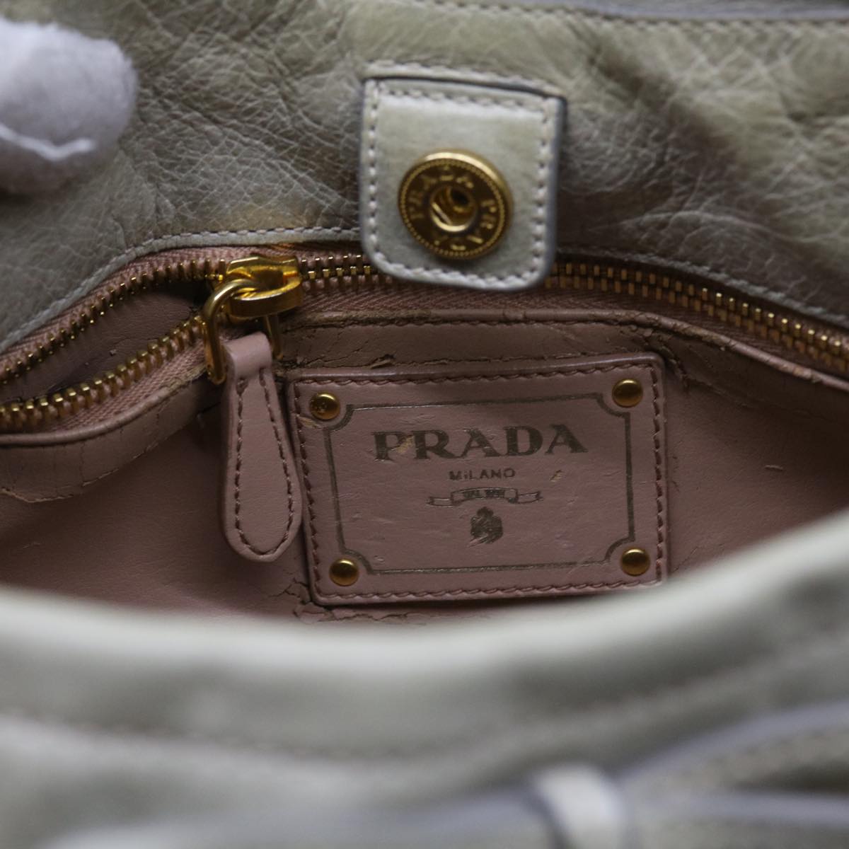 PRADA Hand Bag Leather 2way Gray Auth yk8681