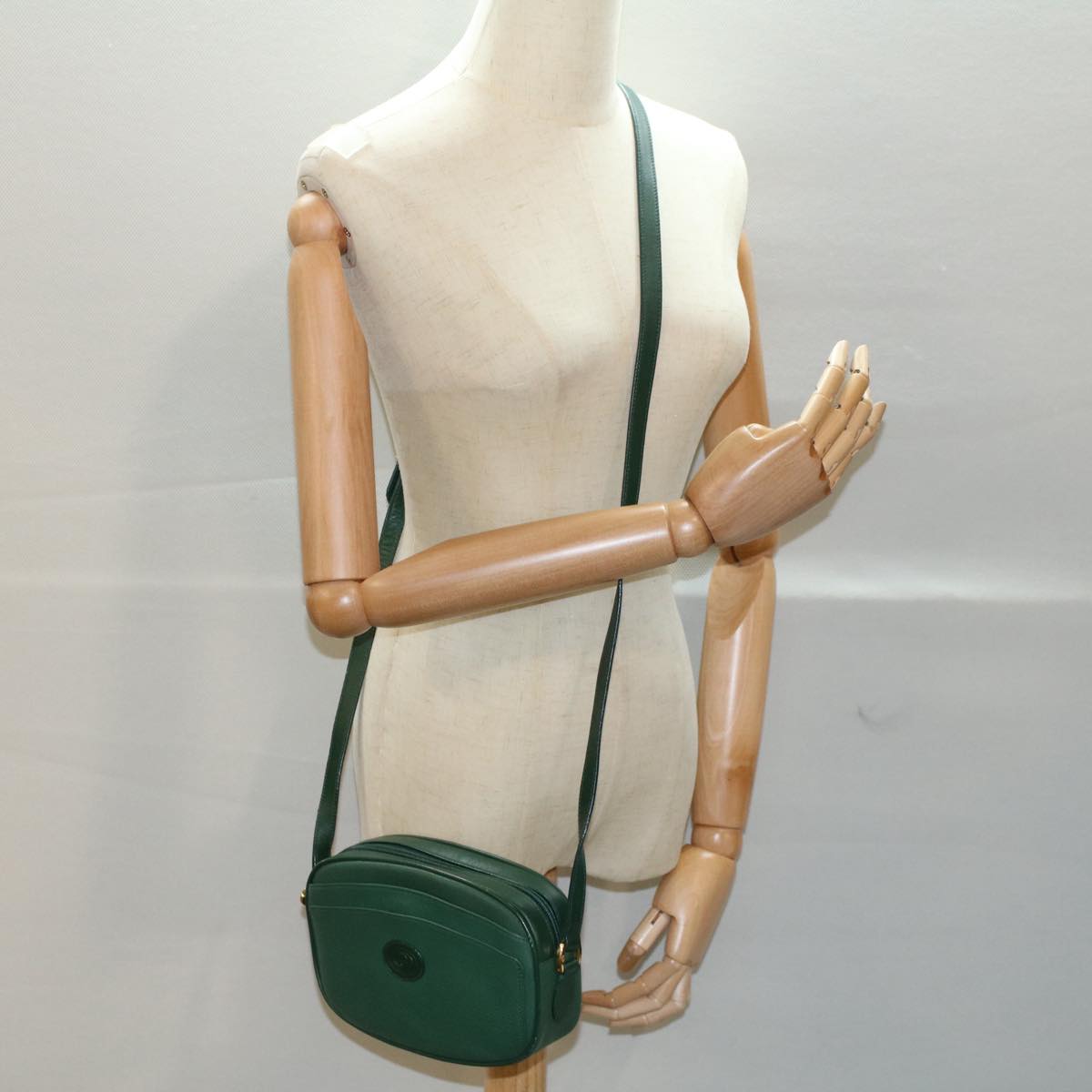 GUCCI Shoulder Bag Leather Green 007 113 0115 Auth yk8692