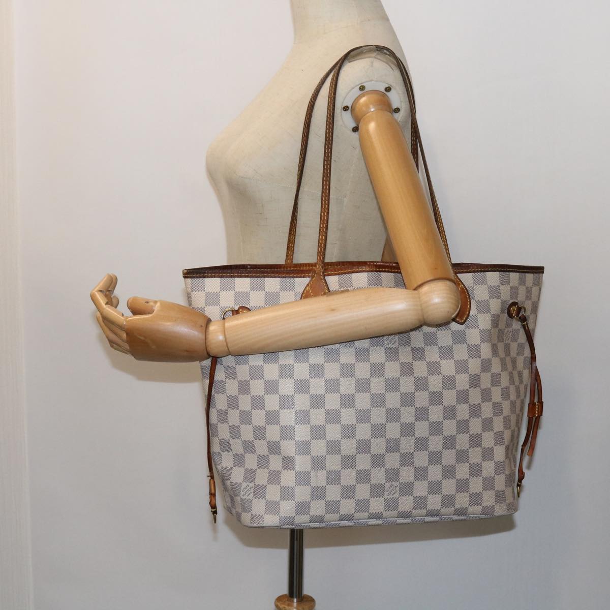 LOUIS VUITTON Damier Azur Neverfull MM Tote Bag N41605 LV Auth yk8704