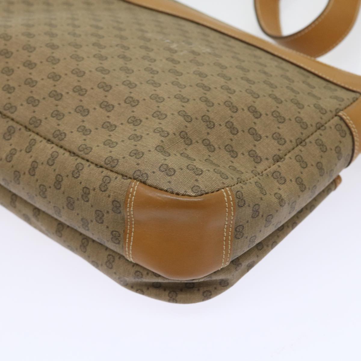 GUCCI Micro GG Canvas Shoulder Bag PVC Leather Beige Auth yk8723