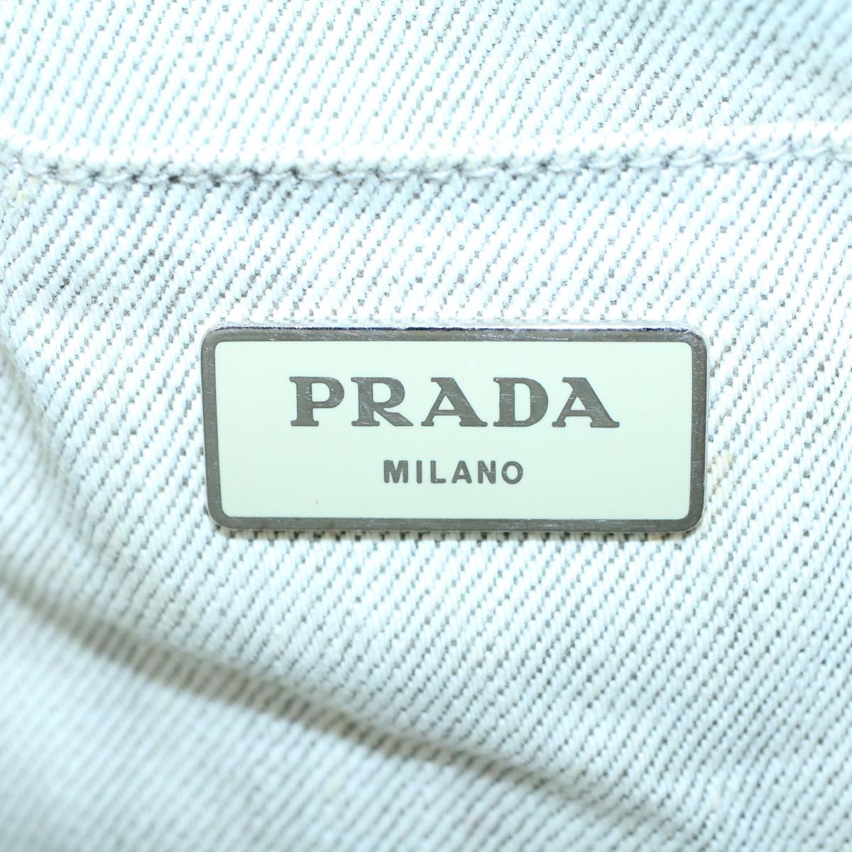 PRADA Bijoux Canapa PM Hand Bag Canvas White Auth yk8773