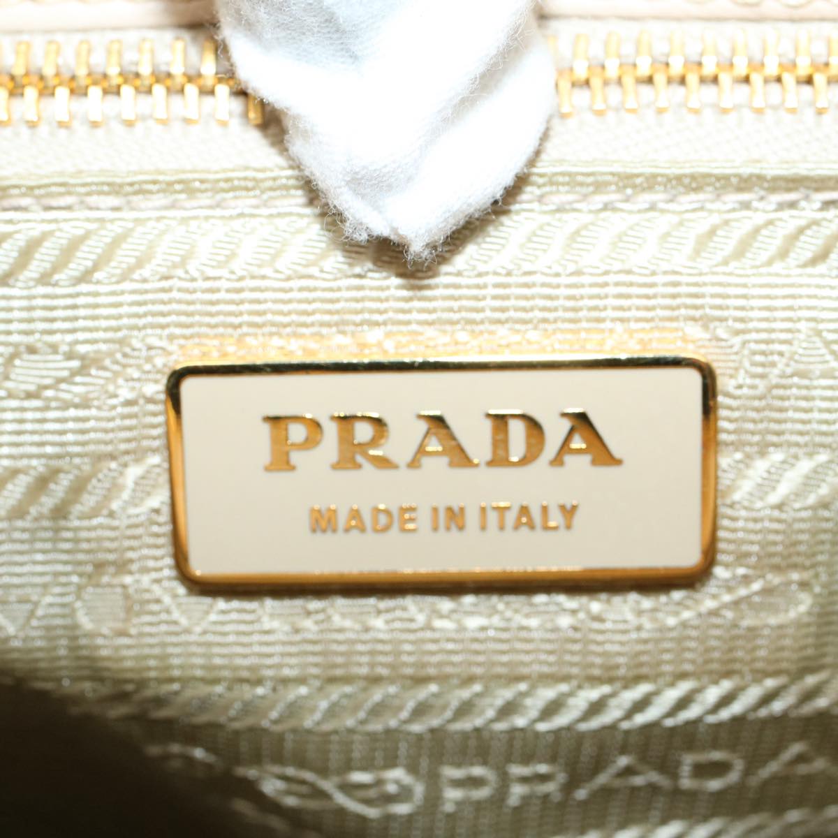 PRADA Gamaguchi Shoulder Bag Leather Beige Auth yk8786