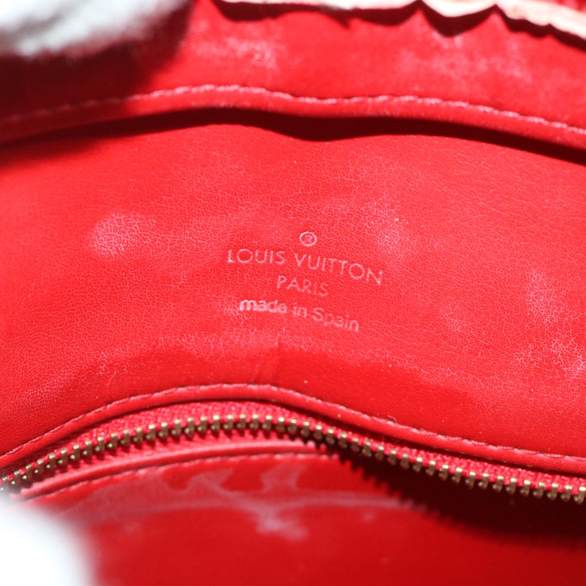 LOUIS VUITTON Monogram Vernis Houston Hand Bag Red M91092 LV Auth yk8803