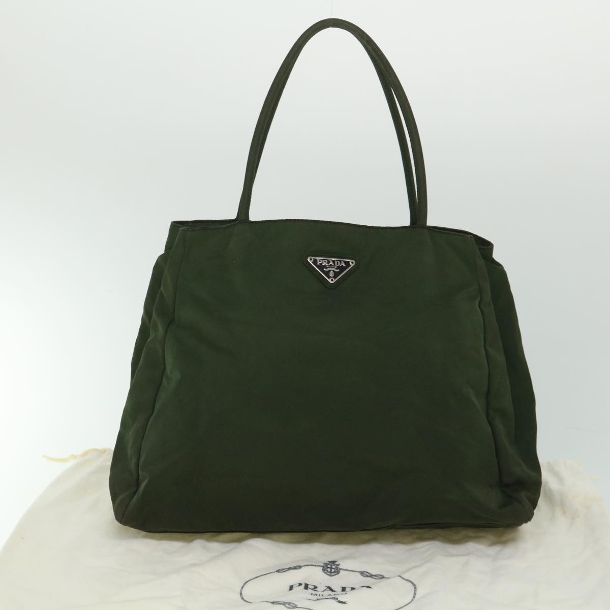 PRADA Hand Bag Nylon Khaki Auth yk8818