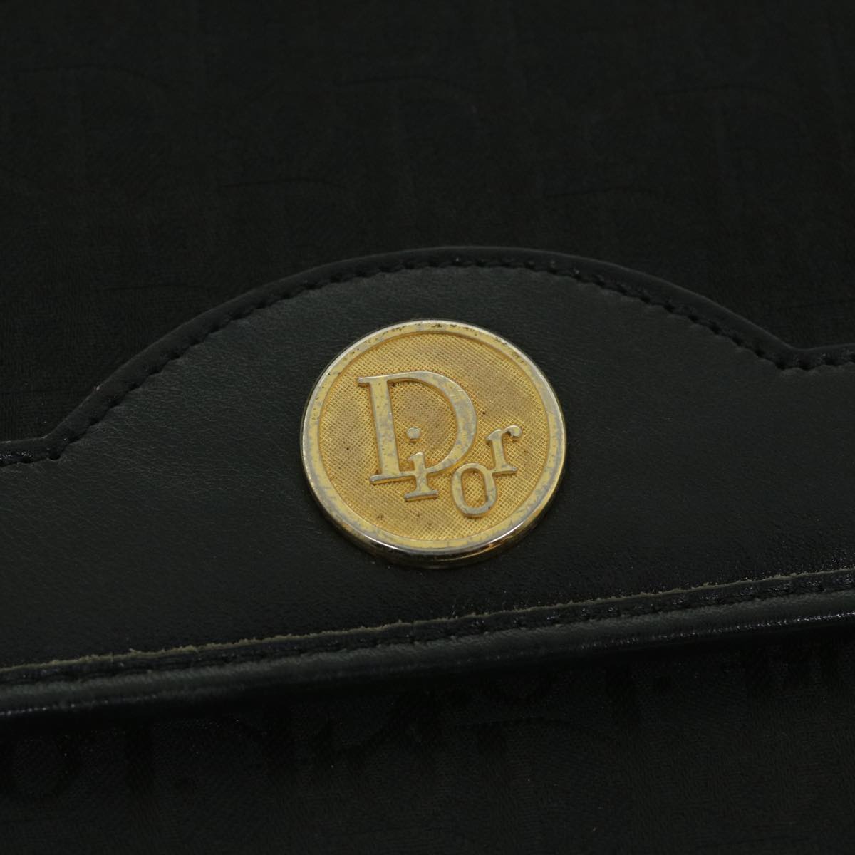 Christian Dior Trotter Canvas Chain Shoulder Bag Black Auth yk8835