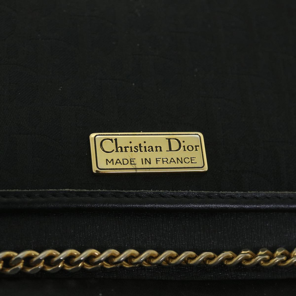 Christian Dior Trotter Canvas Chain Shoulder Bag Black Auth yk8835