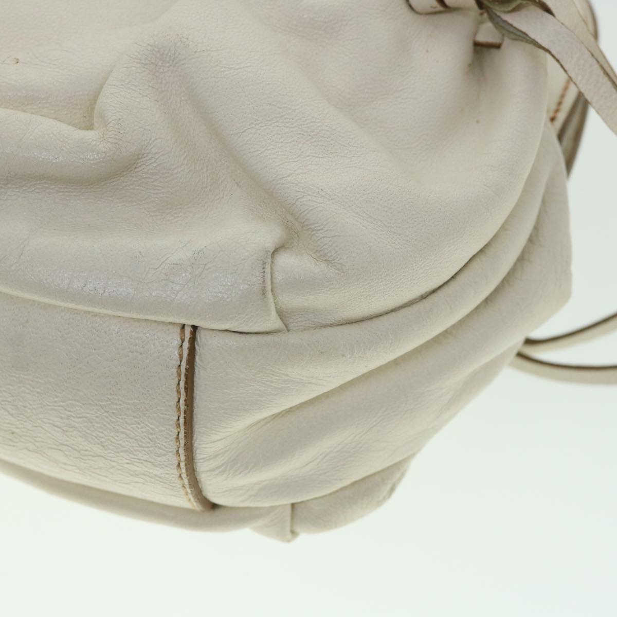 Miu Miu Hand Bag Leather 2way White Auth yk8870