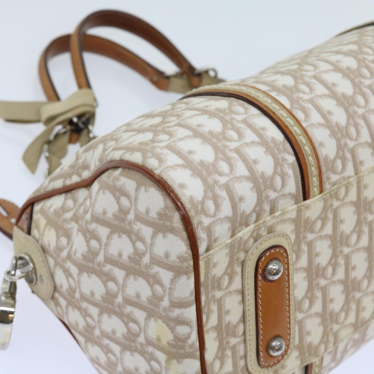 Christian Dior Trotter Romantic Shoulder Bag Beige Auth yk8902