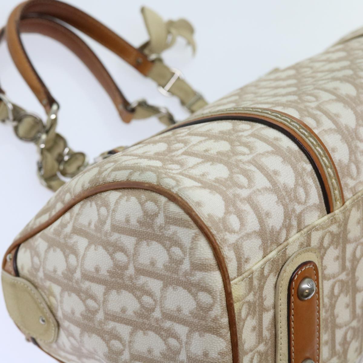 Christian Dior Trotter Romantic Shoulder Bag Beige Auth yk8902