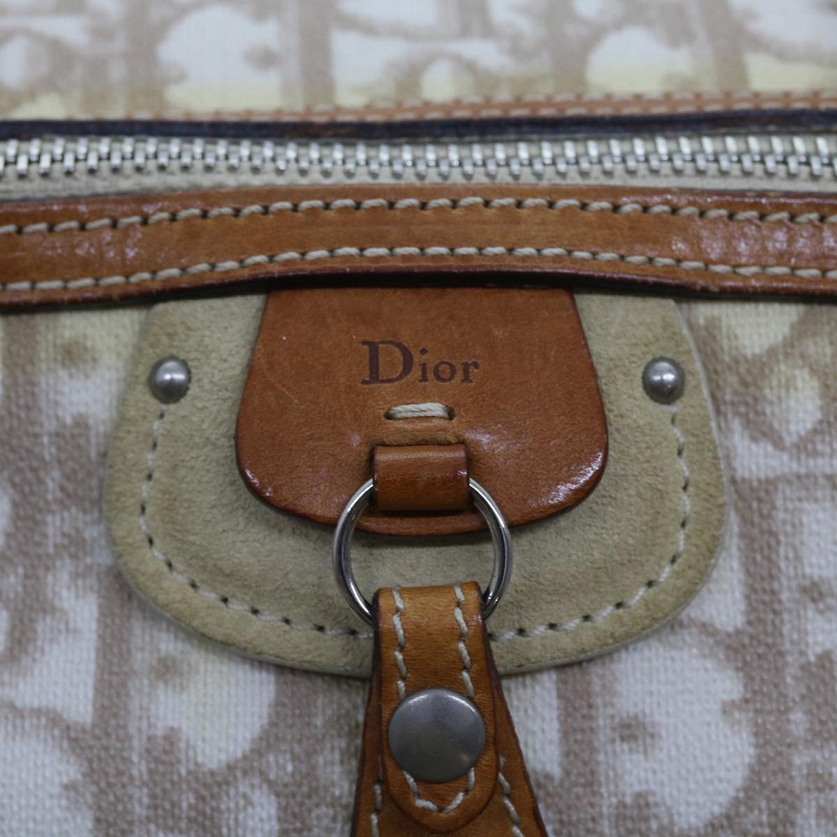 Christian Dior Trotter Romantic Shoulder Bag Beige Auth yk8902