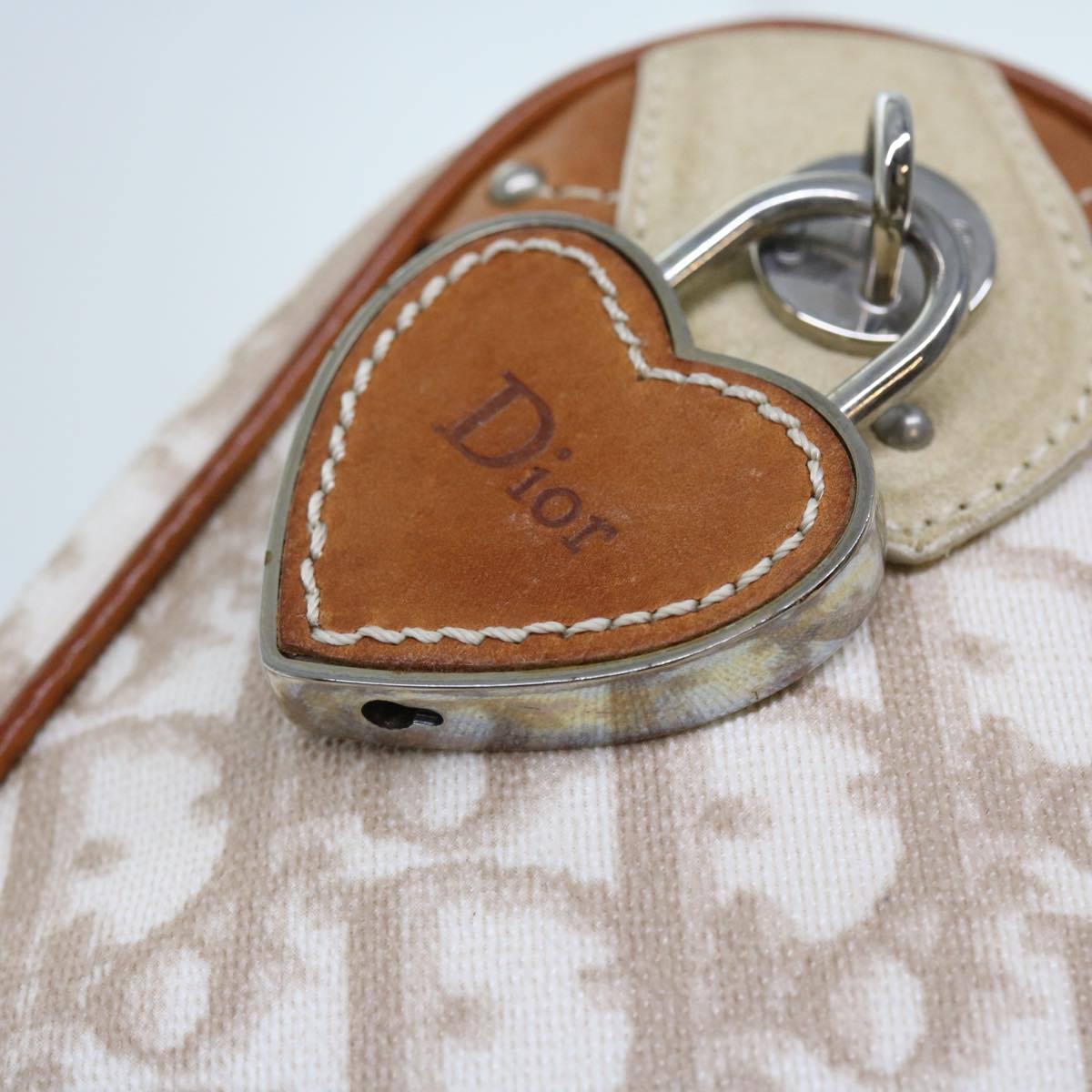 Christian Dior Trotter Romantic Shoulder Bag Beige Auth yk8902