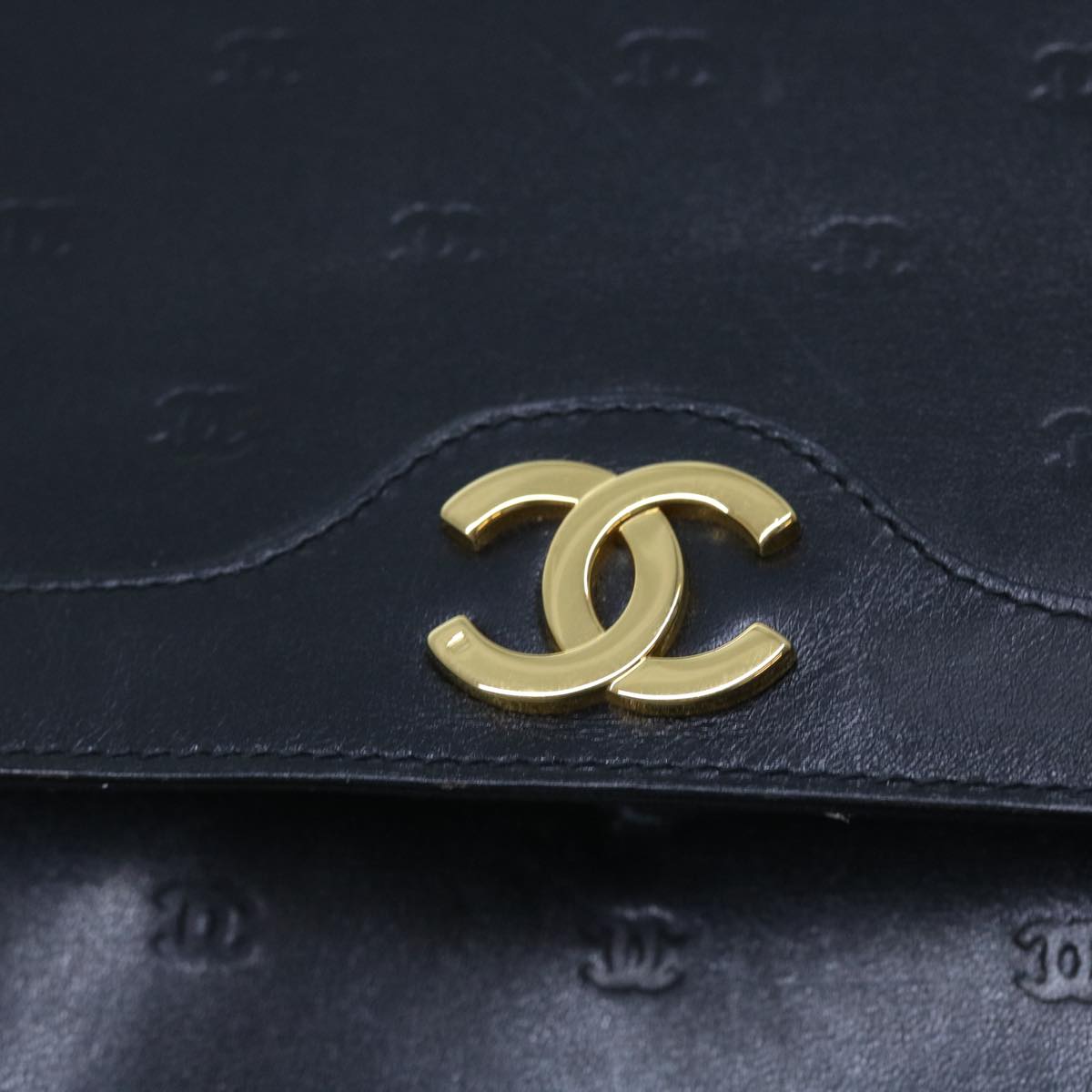 CHANEL COCO Mark Shoulder Bag Leather Black CC Auth yk9014