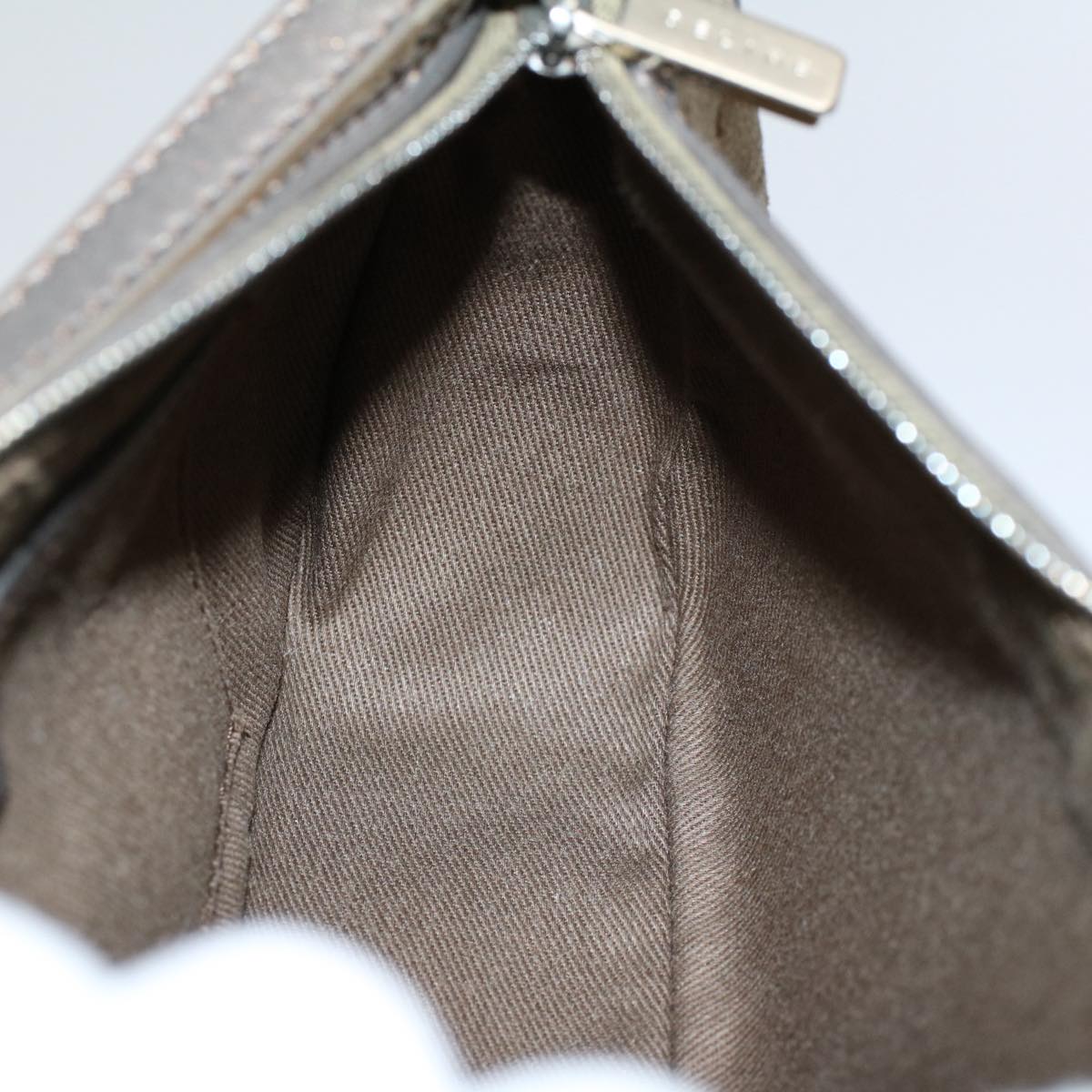 CELINE C Macadam Canvas Accessory Pouch Brown Auth yk9030