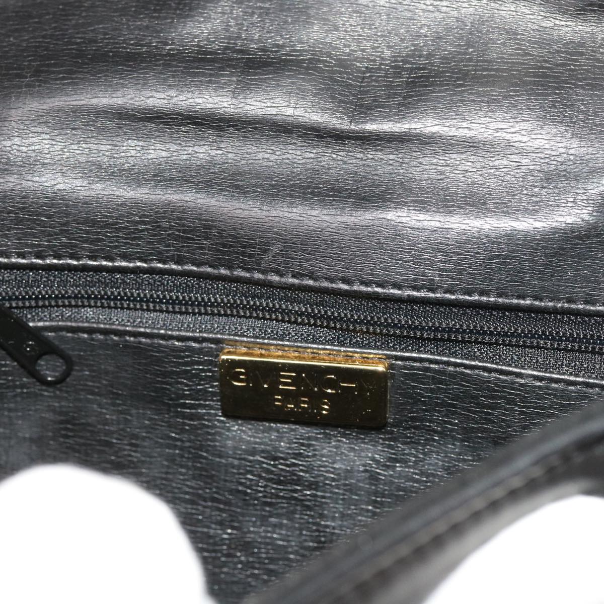 GIVENCHY Quilted Chain Shoulder Bag Leather Black Auth yk9058