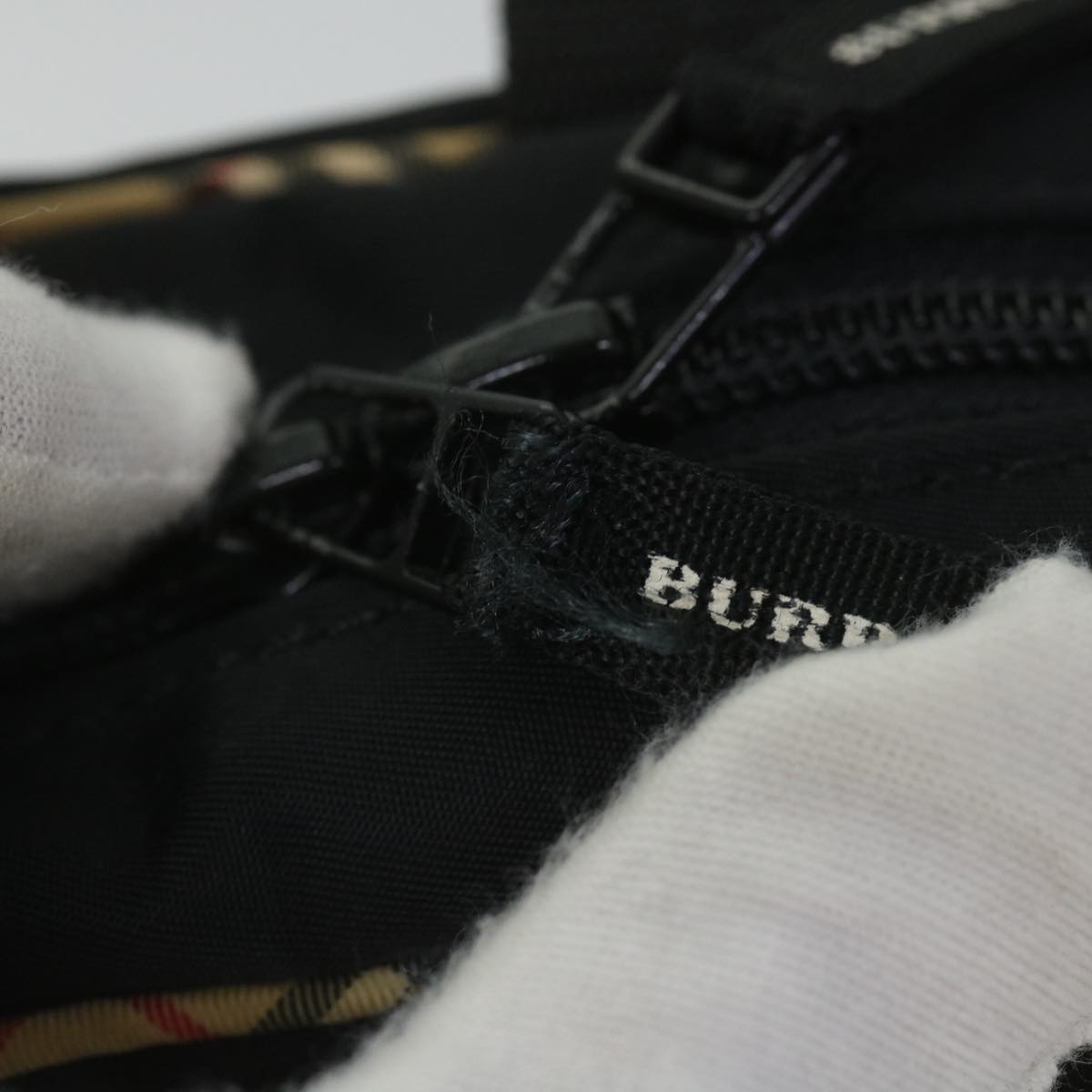 BURBERRY Nova Check Hand Bag Nylon Black Auth yk9097