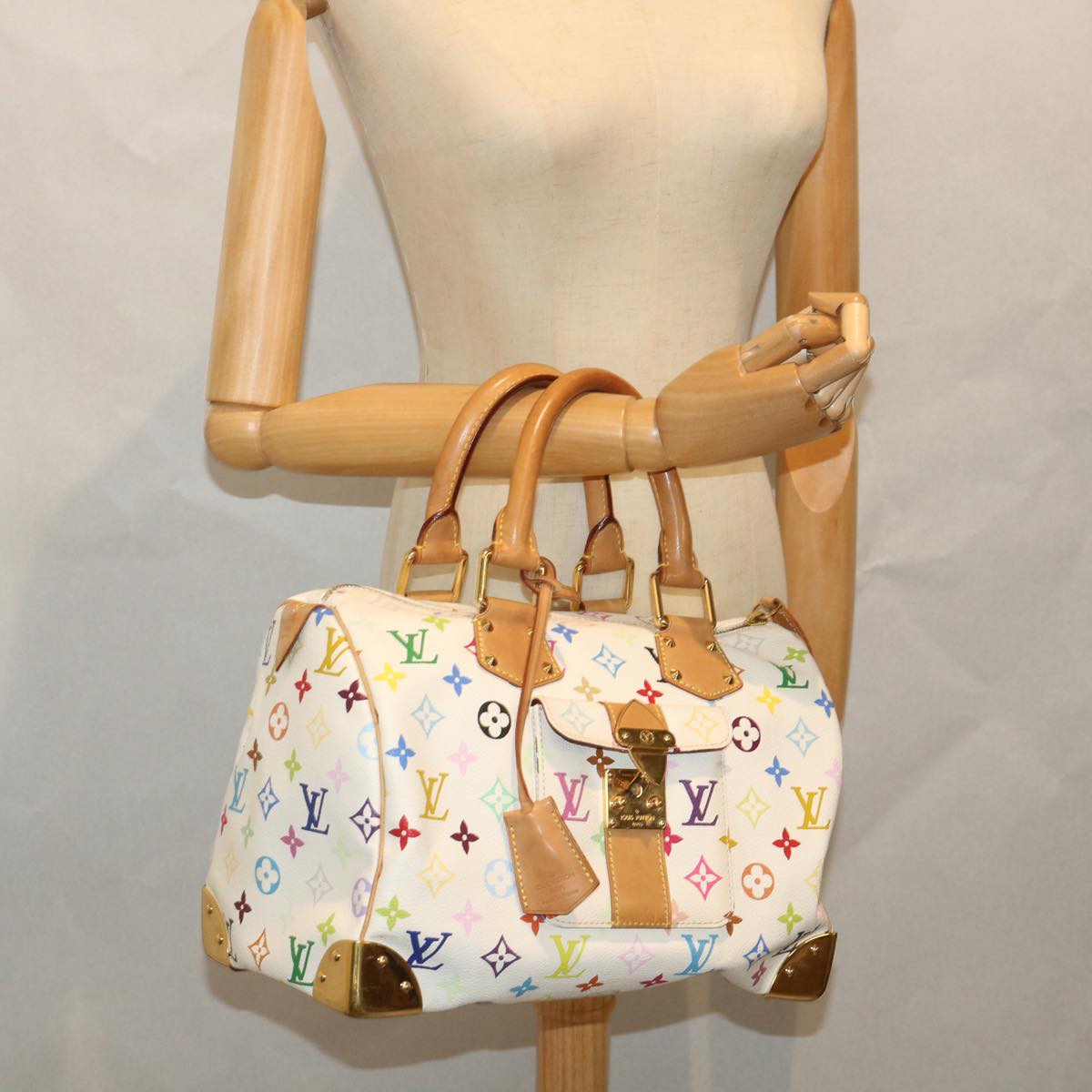 LOUIS VUITTON Monogram Multicolor Speedy 30 Hand Bag White M92643 LV Auth yk9116