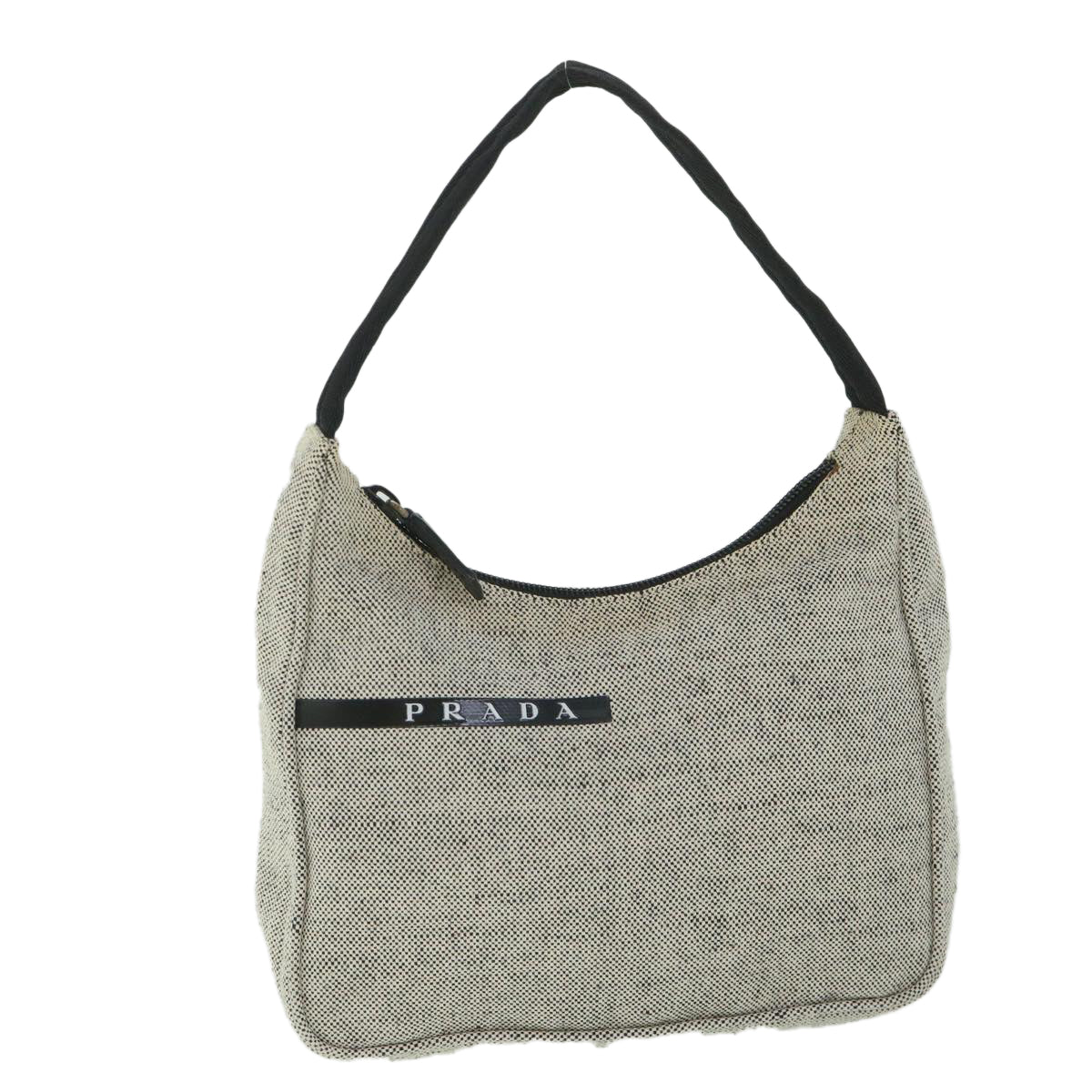 PRADA Hand Bag Canvas Gray Auth yk9122