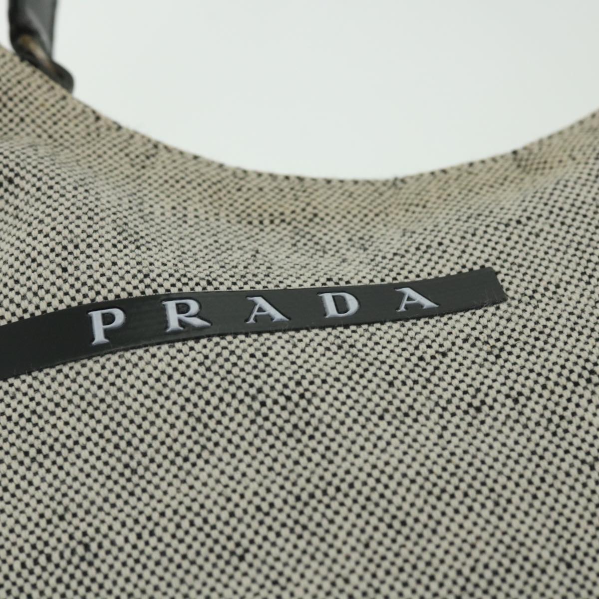 PRADA Hand Bag Canvas Gray Auth yk9122