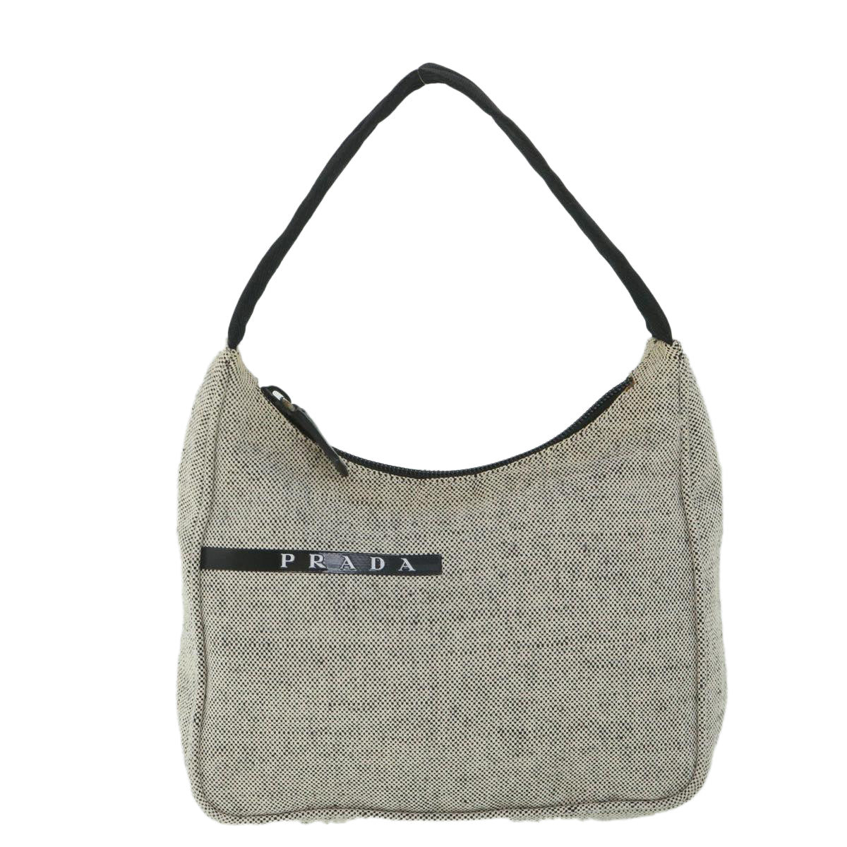 PRADA Hand Bag Canvas Gray Auth yk9122