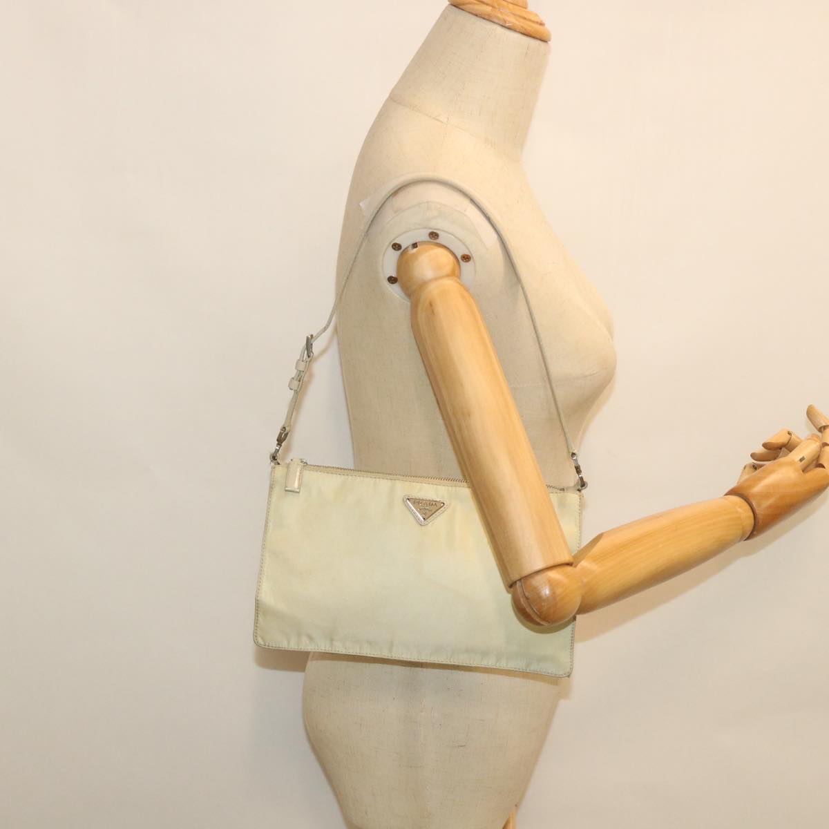 PRADA Shoulder Bag Nylon Beige Auth yk9124