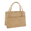CHANEL Gamaguchi Hand Bag Suede Beige CC Auth yk9125-1