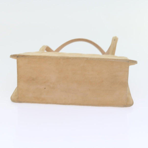 CHANEL Gamaguchi Hand Bag Suede Beige CC Auth yk9125