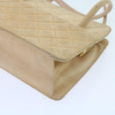 CHANEL Gamaguchi Hand Bag Suede Beige CC Auth yk9125-15
