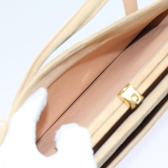 CHANEL Gamaguchi Hand Bag Suede Beige CC Auth yk9125