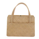 CHANEL Gamaguchi Hand Bag Suede Beige CC Auth yk9125-13
