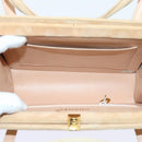 CHANEL Gamaguchi Hand Bag Suede Beige CC Auth yk9125-11