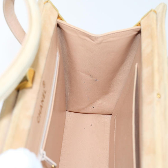 CHANEL Gamaguchi Hand Bag Suede Beige CC Auth yk9125