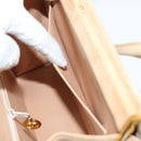 CHANEL Gamaguchi Hand Bag Suede Beige CC Auth yk9125-25