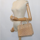 CHANEL Gamaguchi Hand Bag Suede Beige CC Auth yk9125-27