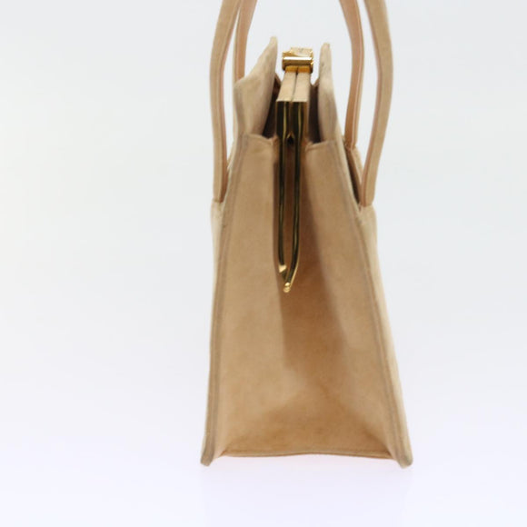 CHANEL Gamaguchi Hand Bag Suede Beige CC Auth yk9125