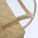 CHANEL Gamaguchi Hand Bag Suede Beige CC Auth yk9125-8