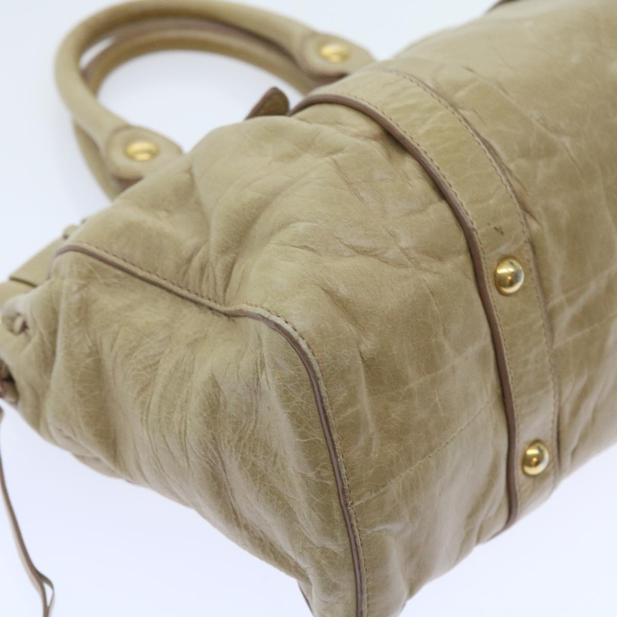 Miu Miu Hand Bag Leather Beige Auth yk9265