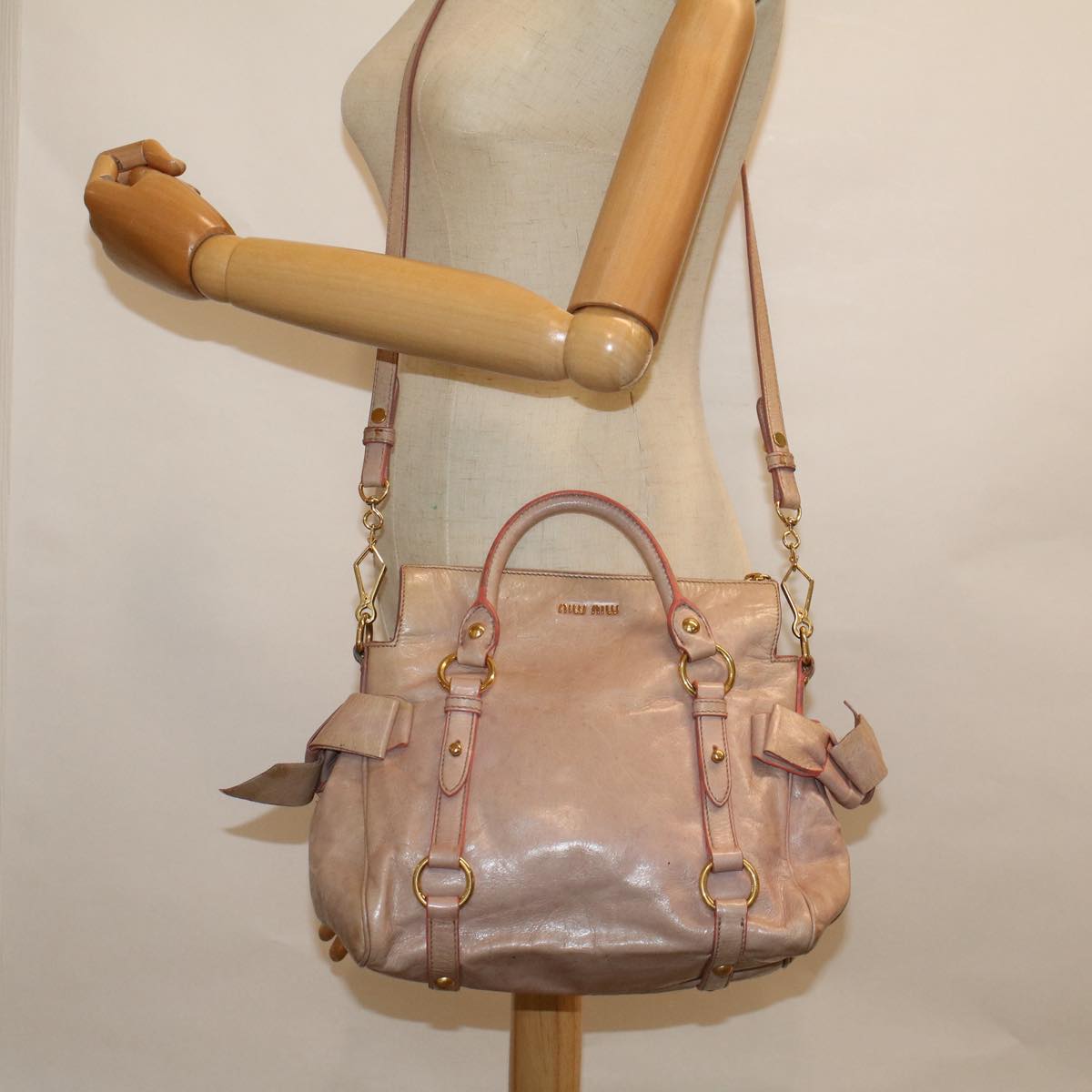 Miu Miu Hand Bag Leather 2way Pink Auth yk9283