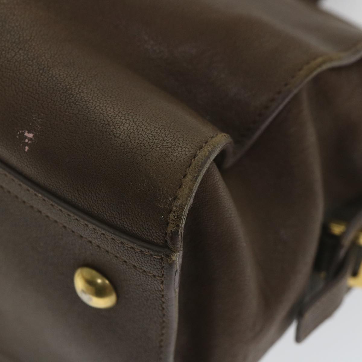 SAINT LAURENT Cavass Chic Mini Hand Bag Leather Brown 311222 Auth yk9287