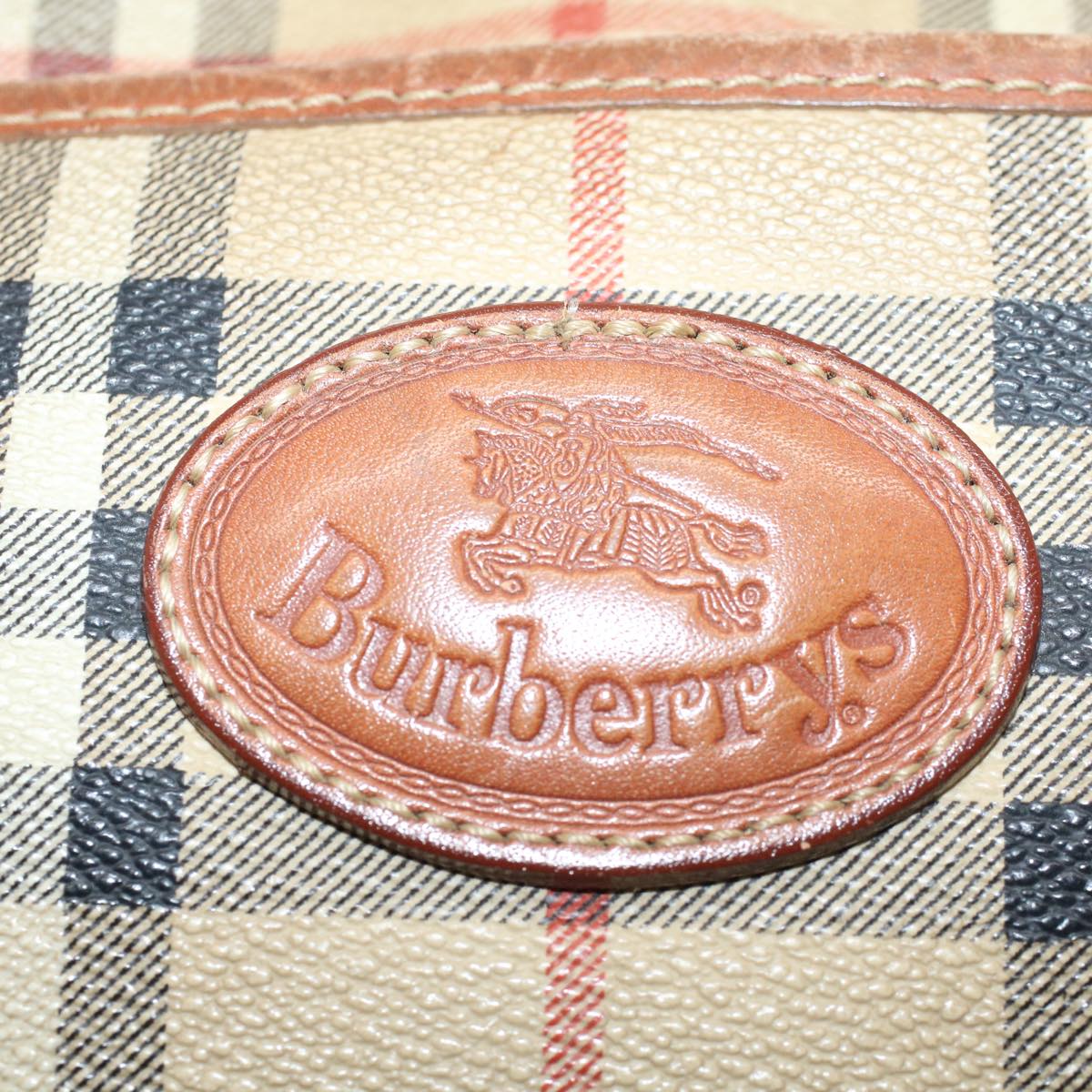 Burberrys Nova Check Shoulder Bag PVC Leather Beige Auth yk9318