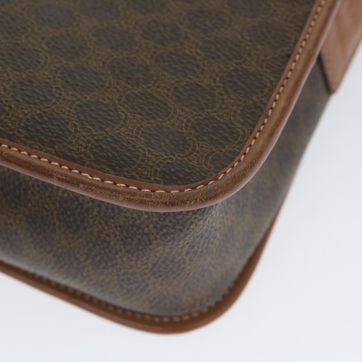 CELINE Macadam Canvas Shoulder Bag PVC Leather Brown Auth yk9354
