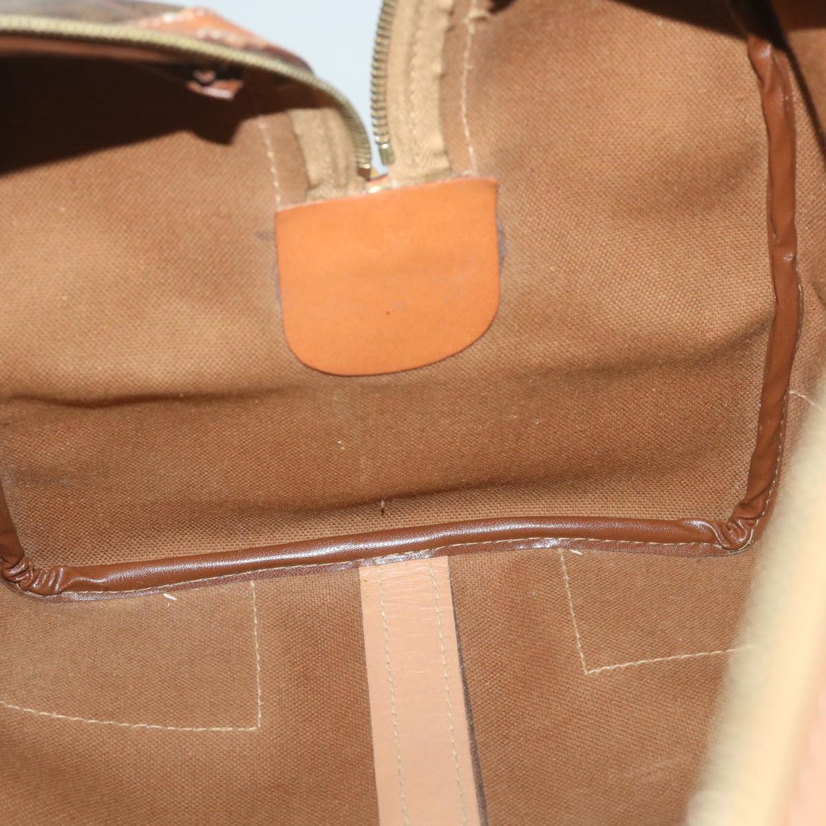 CELINE Macadam Canvas Boston Bag PVC Leather Brown Auth yk9426