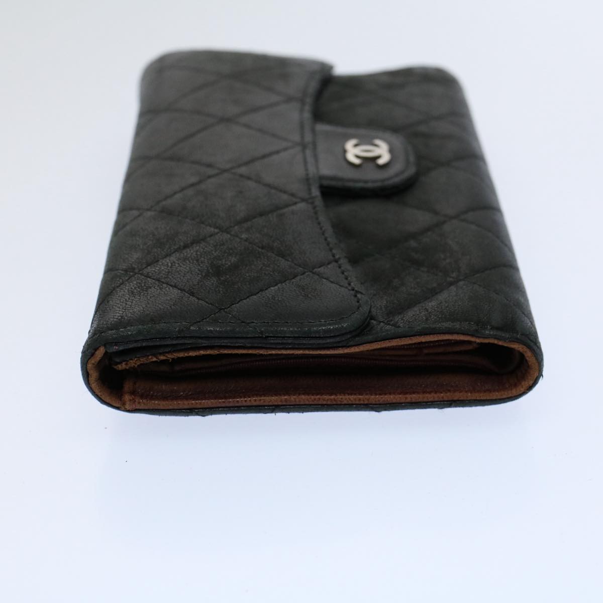 CHANEL Matelasse Long Wallet Lamb Skin Black CC Auth yk9490