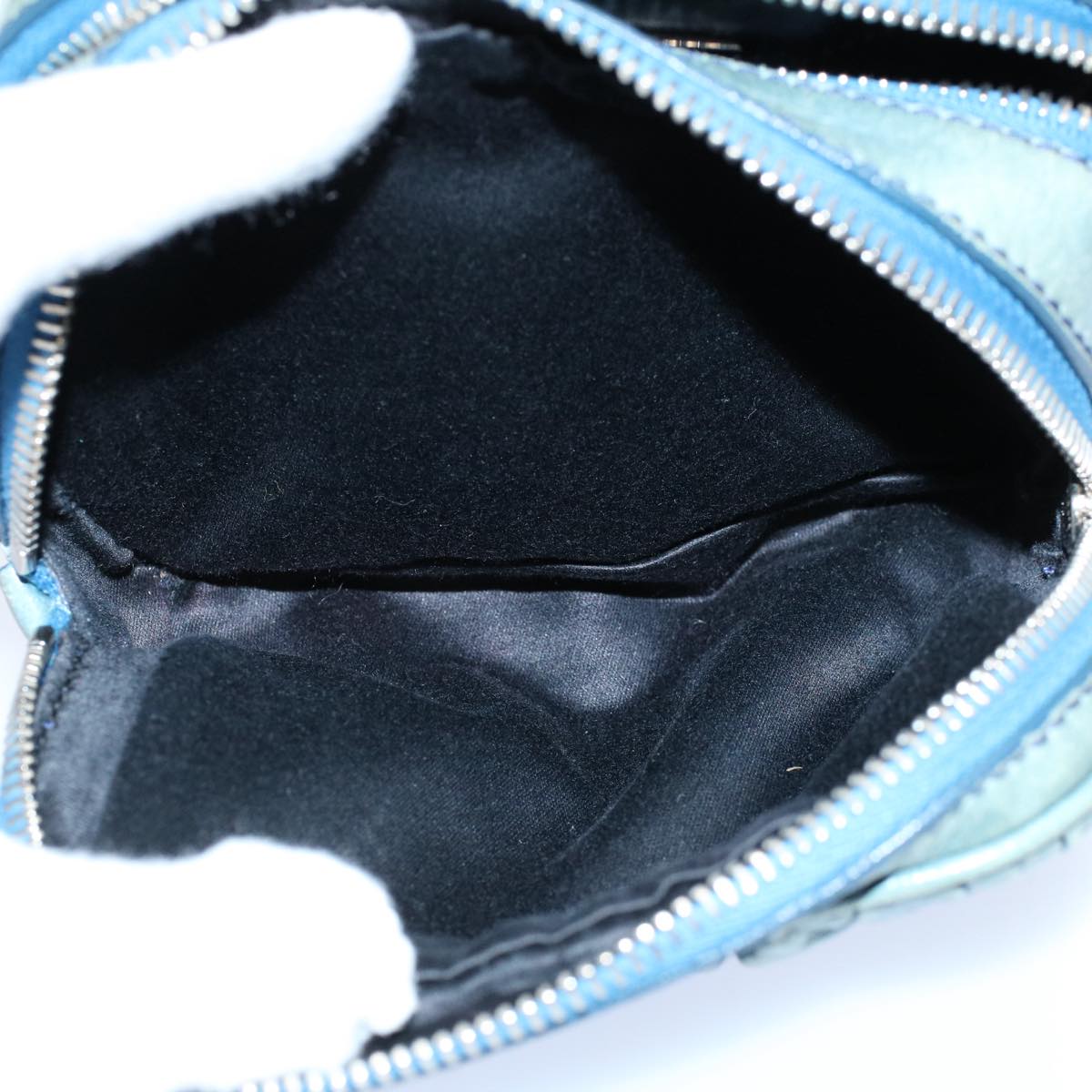 Miu Miu Materasse Chain Shoulder Bag Leather Blue Auth yk9498
